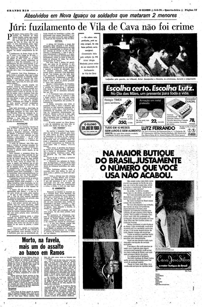 A matéria do julgamento, na edição de 5 de maio de 1976 - Reprodução