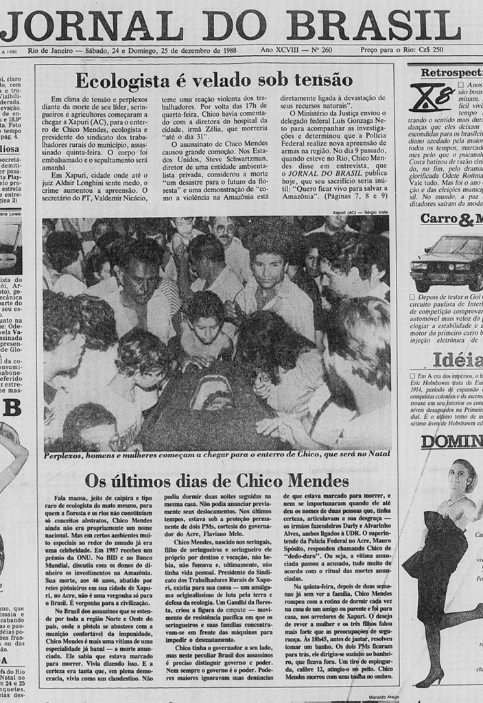 Primeira página do Jornal do Brasil - 24/25 dezembro de 1988 - Jornalismo autêntico - reprodução