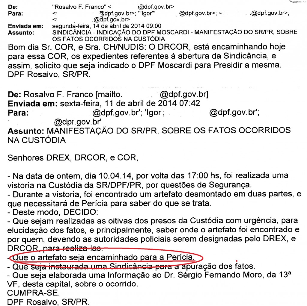 Na mensagem eletrônica do superintendente Rosalvo a decisão que jamais foi cumprida.