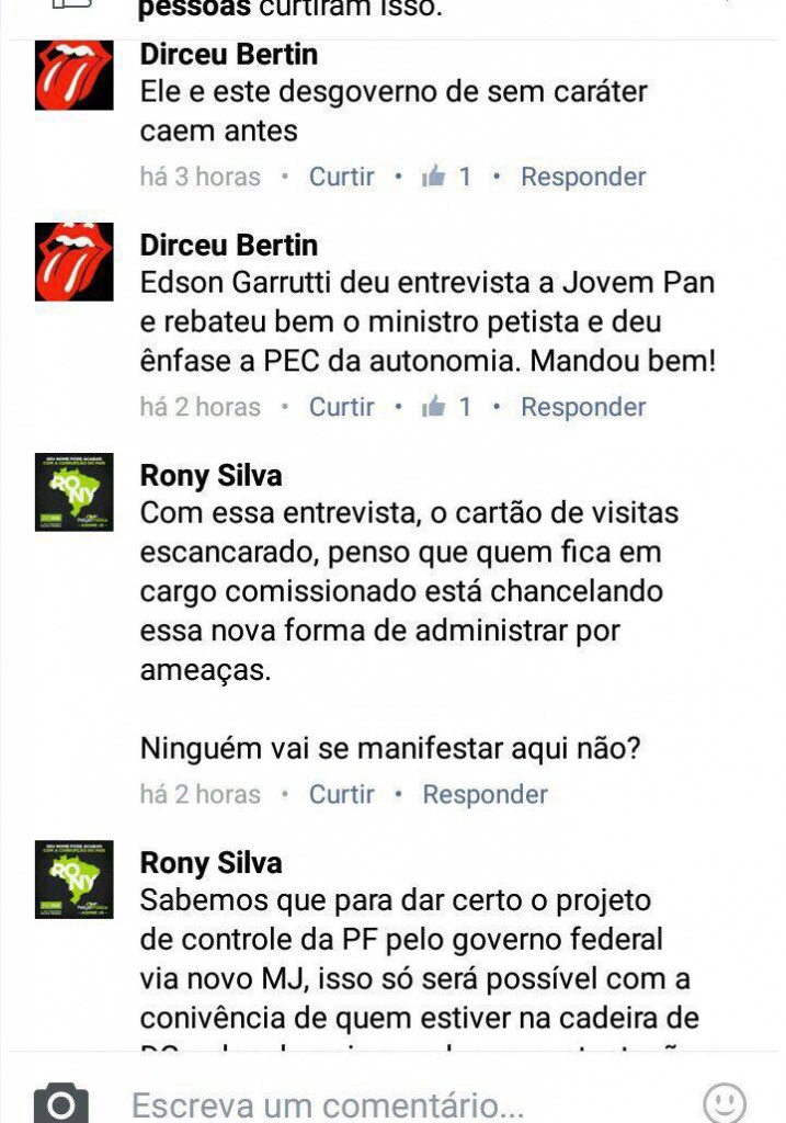 A preocupação dos delegados expressa em suas páginas no Face book