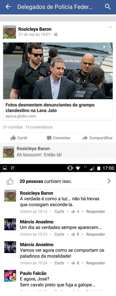 Na página do Face Book a comemoração dos delegados, inclusive da corregedora - reprodução