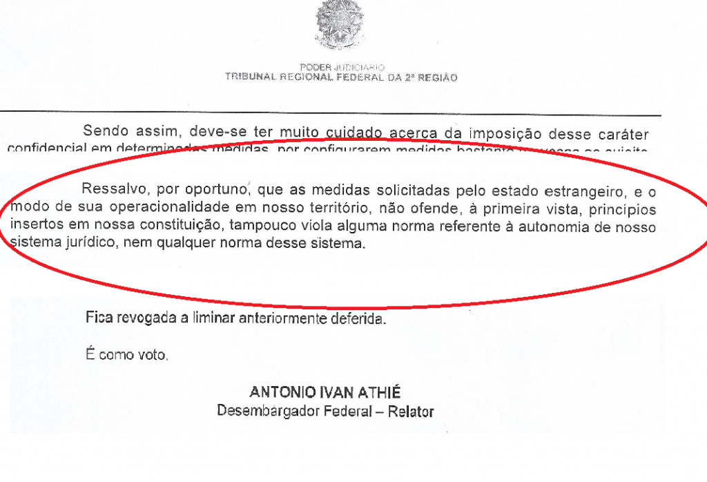 Desembargador Athiê vota contra o pedido de vistas e não questiona a cooperação - Reprodução