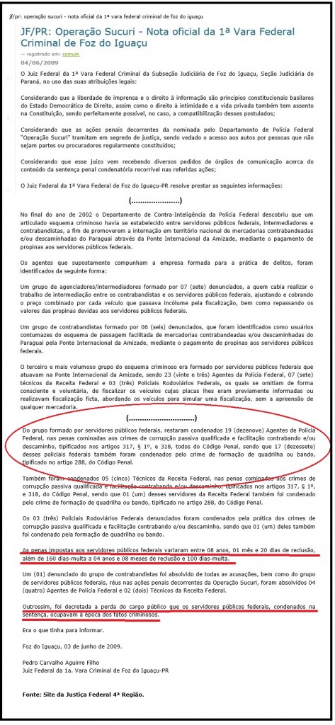 No processo criminal, o inusitado e pouco usual: a sentença também ficou em "segredo de Justiça" e o juízo teve que explica-la em Nota Oficial - Reprodução editada