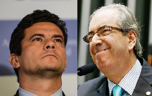 Em um mês o TRF-4 apreciou e arquivou o pedido de investigação contra Moro; Há quatro meses, o STF não julga o pedido de afastamento de Cunha da presidência da Câmara. Fotos reproduções