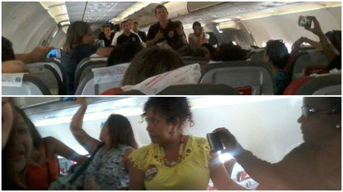 Baianas foram presas dentro do avião da LATAM a partir da reclamação dos deputados federais Eronildes Vasconcelos Carvalho, a Tia Eron (PRB) e do tucano Jutahy Magalhães. Depois foram vímas, no mínimo, de constrangimento ilegal pela PF. - Foto reprodução JornalGGN